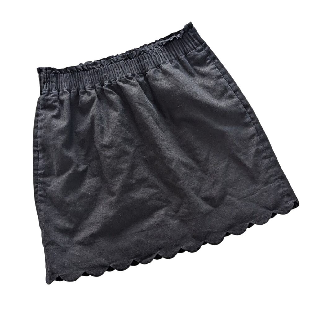 J. Crew Black Scalloped Linen Blend Mini Skirt size 4